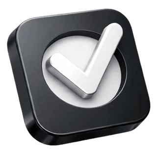Confirmation tick icon in 3D on the Accrumentor about page